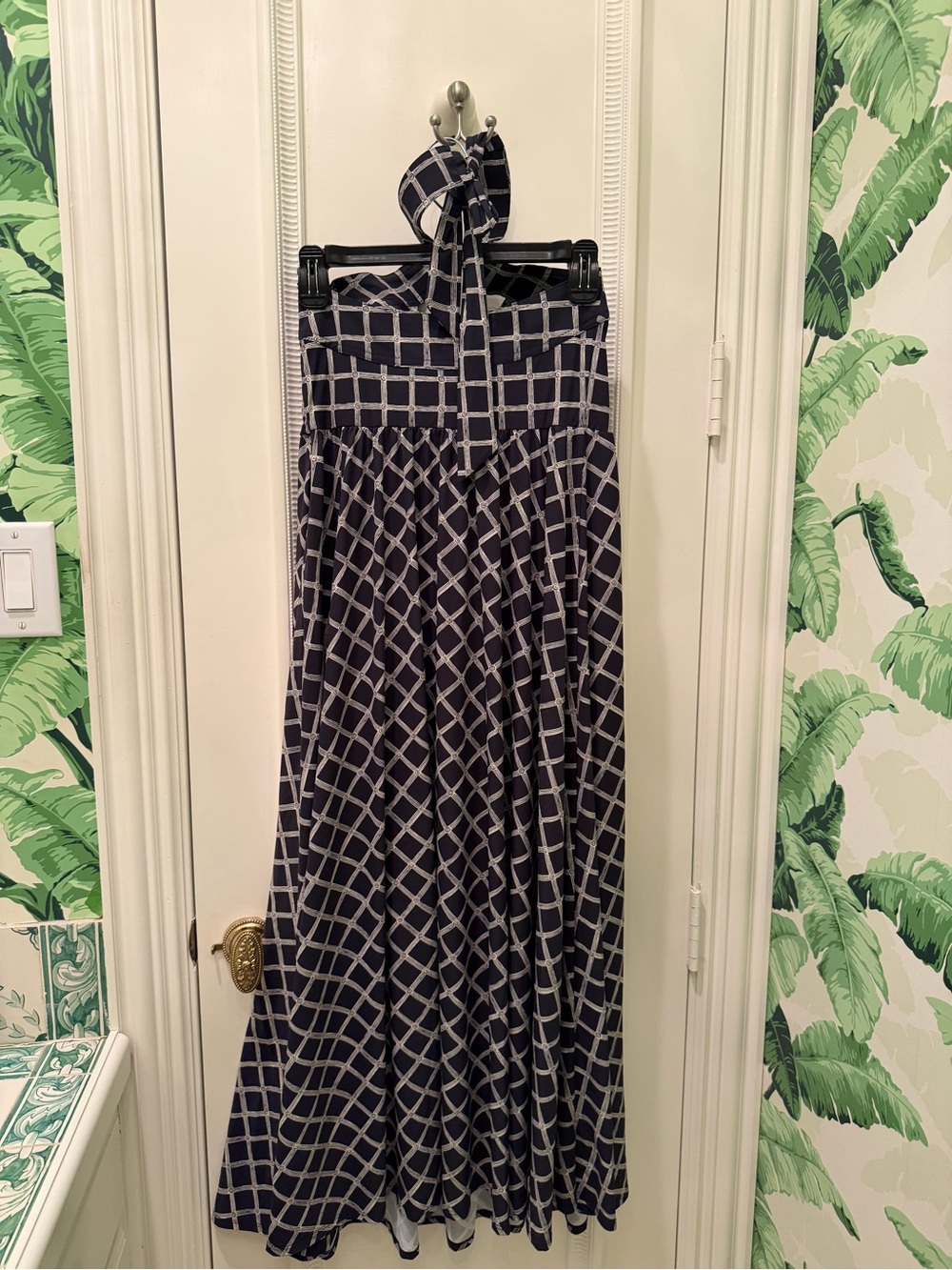 Hill House Fleur Black and White Geometric Halter Midi Dress size S - Picture 6 of 8